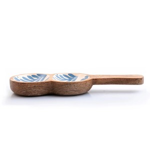 Bandeja de madera de diseño único con dos cuencos de cerámica, juego de platos para aperitivos y condimentos para decoración del hogar y vajilla de cocina - Product Image 1
