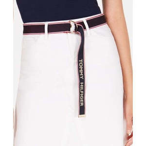 Gonna midi da donna Tommy Hilfiger in denim bianco taglia 2 con cintura decorativa regolabile - Product Image 2