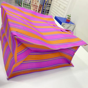 Sac fourre-tout à rayures PP tissé écologique personnalisé métier à tisser manuel réutilisable fabriqué en plastique polypropylène nylon recyclé durable - Product Image 1