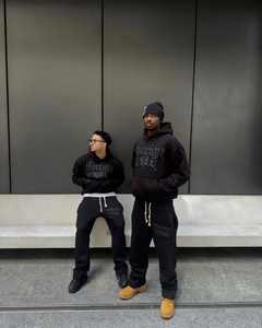 Survêtements lavés à l'acide de haute qualité survêtement unisexe délavé à la pierre sweat à capuche pour hommes sérigraphié et ensemble de pantalons de survêtement empilés - Product Image 5