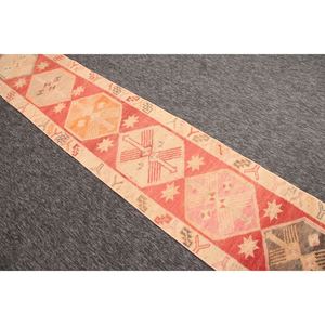 Alfombra Turca de 2x11.8 pies, Alfombra Vintage Roja con Diseño Geométrico - Product Image 4