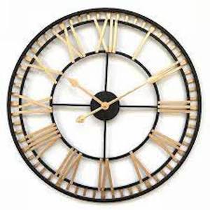 Black & Gold Iron Metal Luxury Home <b>Decorative</b> <b>Wall</b> <b>Clock</b> Quartz Movement Art Design for Everyday Use as an Elegant Gift - Product Image 1