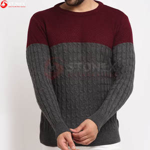 Vente en gros de pull-over en tricot à col rond et à manches longues pour hommes, style décontracté, doux et confortable - Product Image 1