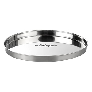 Plateaux en acier inoxydable poli décor à la maison ustensiles de cuisine plateau en métal servant ottoman vanité parfum affichage cadeau plateaux à biscuits - Product Image 2