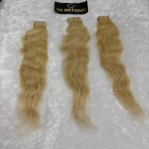 613 cheveux blonds non transformés crépus ondulés cheveux indiens aucune perte Remy indien un Doner vierge Machine Double trame cheveux humains - Product Image 3