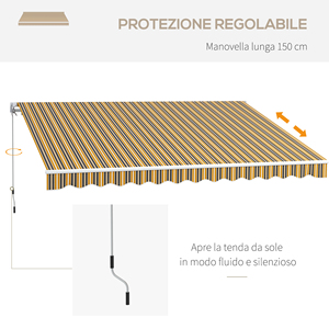 Outsunny Toldo para exteriores Brazo de rodillo con apertura de manivela, 350x250 cm, Amarillo - Product Image 6