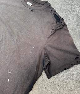 T-shirts surdimensionnés vintage délavés à l'acide pour hommes T-shirts graphiques de rue imprimés éclaboussures respirants T-shirts vierges anti-rides - Product Image 3