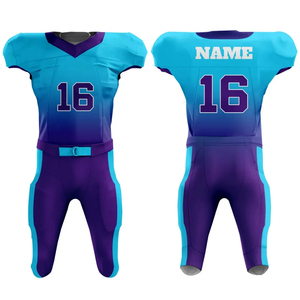 Uniformes de Fútbol Americano de Calidad Única al por Mayor, Conjunto de Pantalones y Jersey Sublimado Negro y Azul para Hombre, Cuello en V, Sin Mangas, Ajustado, para Adulto - Product Image 3