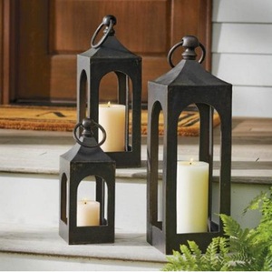 Fancy Design <b>Black</b> Color Metal Aluminum <b>Candle</b> <b>Lantern</b> for Home Tabletop Outdoor Hanging <b>Lantern</b> Set of 3 - Product Image 3