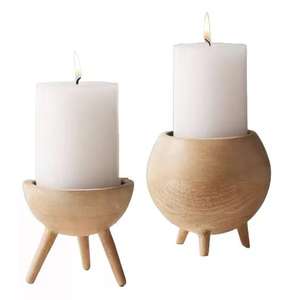 Bougeoir en bois ultra moderne fabriqué à la main Décoration intérieure rustique Ambiance élégante en bois naturel Décoration de Noël à bas prix - Product Image 1