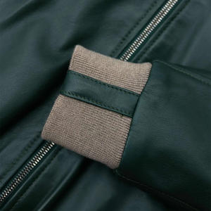 Veste en cuir de style bombardier avec doublure intérieure douce et ceinture côtelée et logo personnalisable pour la mode haut de gamme - Product Image 4