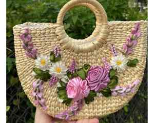 Bolsa de jacinto de agua de forma redonda con bolsa de jacinto de agua de tacto artesanal lista para exportar a granel y suministro de tienda minorista - Product Image 4