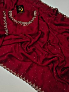 Hấp Dẫn Màu Sáng Văn Phòng Hàng Ngày Mặc Ưa Thích <span class=keywords><strong>Georgette</strong></span> Voan Lụa <span class=keywords><strong>Saree</strong></span> Với Thêu Đá Làm Việc Cho Pakistan Cô Gái - Product Image 6