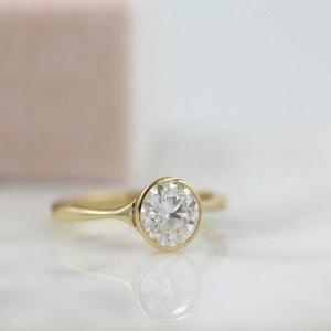 Bague en diamant de laboratoire rond IGI Bague en diamant créée en laboratoire en or 14K pour mariage et bague de fiançailles ou bande - Product Image 4