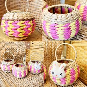 Venta al por mayor de cestas de almacenamiento de paja tejidas a mano lindo diseño de animales marinos naturales contenedores organizadores para niños habitación de bebé - Product Image 4