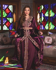 Stylish Stunning Navy Blue Caftan Dress 2023 Embellished with Crystal Beads & Glass Stones Made of Silk & Linen Party Wear - Product Image 1