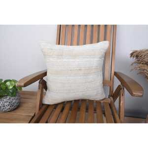 Beige Kilim Wool Pillow <b>18x18</b> Inch Luxury Accent Pillow Vintage Fluffy Pattern Rustic Print Feather for Christmas Bedding - Product Image 1