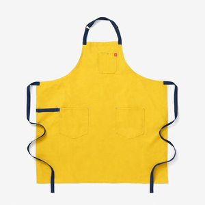 Yellow Sleeveless Bib <b>Apron</b> Two Pockets Canvas Material Machine Washable Reusable for Cooking Daily Use Simple Style Woven - Product Image 1