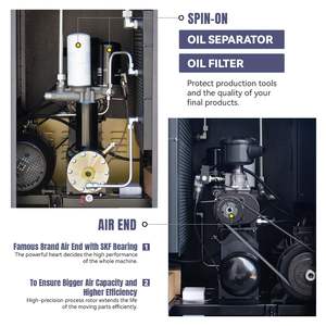 Compresor de Aire Industrial de 20 HP, Tanque Refrigerado de 80 Galones, 208-230V Trifásico, 81 CFM a 125 PSI, Compresor de Tornillo Rotativo, Herramienta Neumática, 30 kg, Manual - Product Image 3