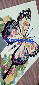 Handmade wool multi color soft hand tufted modern butterfly rug for <b>bed</b> room kids room - Product Image 2
