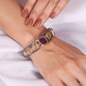 Wholesale India Supplier Gold Plated Amethyst <b>Bracelet</b> for <b>Women</b> Engagement Wedding Party - Product Image 3