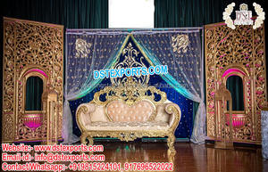 Gran Palacio Boda Escenario Decoración California Boda hindú Oro Nupcial Escenario Boda Evento Gran Escenario Decoración - Product Image 2