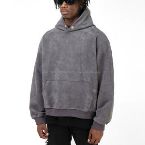 Sudadera con Capucha de Tela de Gamuza Artificial Personalizada de Fábrica, Sudadera Corta Lavada al Ácido, Sudadera Holgada de Corte Cuadrado Lavada a la Piedra para Hombre - Product Image 2