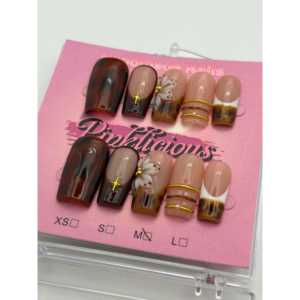 Decoraciones de Uñas Premium Mocha Amber Luxe, Arte de Uñas a Presión - Product Image 2