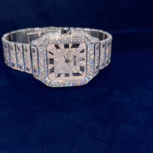Fait à la main brillant Hip Hop entièrement glacé cadran rond montre-bracelet nouveau Design personnalisé VVS clarté MOISSANITE diamant hommes - Product Image 1
