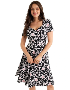 SRJ EXPORTS Women's Summer Soft Jersey Fabric <b>Pink</b> Heart Print Faux <b>Wrap</b> Front Flippy Skirt A-Line Sleeveless Mini Dress - Product Image 6