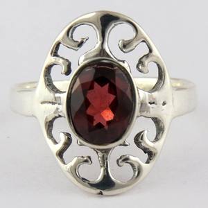 Anillo de Plata de Ley 925 con gema granate para mujer, joyería de plata 925 - Product Image 2