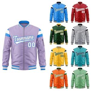 Vente en gros Varsity Full-Zip Letterman Bomber Jacket Épaule contrastée Color Block Baseball Jacket Veste en jersey personnalisable - Product Image 2