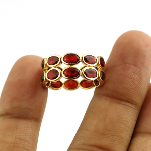 Bague grenat en argent sterling 925 Bague ovale en argent sterling empilable Cadeau de naissance janvier - Product Image 3