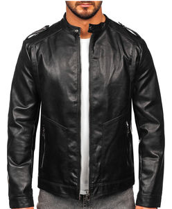 Chaqueta de Cuero PU al por Mayor para Hombre, Chaqueta de Primavera y Otoño, Chaqueta de Moda Masculina con Cuello Alto, Chaqueta de Motociclista - Product Image 1