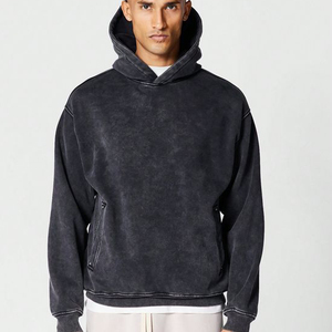 Sudadera con capucha extragrande para hombre Sudadera con capucha extragrande Lavado de algodón de felpa Sudadera con capucha vintage de peso pesado Ropa de calle - Product Image 1