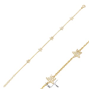 7mm Star Design Shiny Zircon Stone <b>Charm</b> Woman Bracelet Turkish Handcrafted Wholesale 925 Sterling Silver Jewelry - Product Image 3