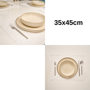 ชุดที่รองจานผ้าฝ้ายสีขาว100% 9ชิ้นพร้อมแผ่นรองจานลายดอกไม้ขนาด35x45ซม. อุปกรณ์โต๊ะอาหารสุดหรู - Product Image 5
