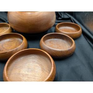 Tazón de servir de madera pulida Lisa para ensalada, pan, fruta y decoración moderna para mesa de cocina - Product Image 4