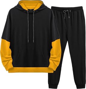 Ensemble de survêtement en molleton respirant à double couche, spandex/polyester, sweat à capuche à manches longues, pantalon de jogging à cordon de serrage, longueur totale - Product Image 1