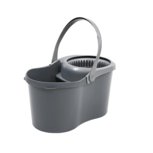 Système de nettoyage de sol portable 360 pour balai serpillère rotatif avec seau en plastique de 16 L et microfibre - Product Image 1