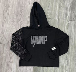 Hoodie oversize court en molleton avec strass, coupe et couture, 100% coton, ourlet brut, style streetwear hiver, qualité supérieure 450-600 - Product Image 4