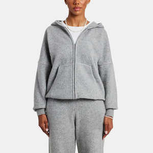 ชุดวอร์ม2ชิ้นสำหรับผู้หญิงชุดวอร์มถักแบบรูดซิปผ่านขากว้างสำหรับผู้หญิง - Product Image 4