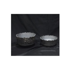 Bulk Metal Silver Color Food Serving Bowl Set Of Two Different Sizes Chocolate Bowl For Home And Restaurant Use - Product Image 1