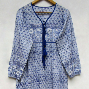 2026 Wholesale Collection Printed Long Kaftan V-neck Half Sleeves Rayon Fabric <b>Loose</b> <b>Fitting</b> <b>Dress</b> With Side Slit Spring Kaftan - Product Image 1