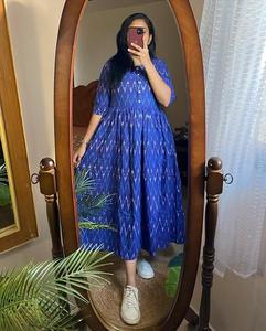 ชุดเดรสแม็กซี่โบฮีเมียนแขนพองนุ่มพิมพ์ลายดอกไม้สไตล์ชนเผ่าเดรสลำลองทรงเอไลน์ - Product Image 3