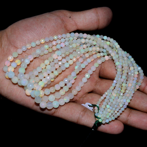 Perles à facettes rondes de feu en opale éthiopienne naturelle Welo pierre précieuse 3mm-6mm perles en vrac pierre précieuse éthiopienne Welo perles d'opale pour bijoux - Product Image 4