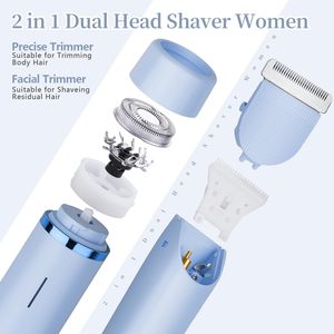 Rasoir électrique rechargeable USB pour femmes, double tête, utilisation humide/sèche, tondeuse bikini, étanche, pour le corps, le visage, les jambes et les bras - Product Image 6
