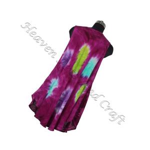 Nueva llegada 2025 rayón Tie Dye Maxi longitud sin mangas verano Casual hielo Formal Maxi vestido Tie Dye Boho gitano barato rayón vestido - Product Image 4
