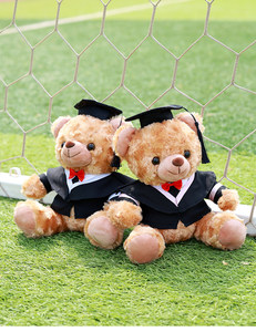 Oso <span class=keywords><strong>de</strong></span> Peluche Personalizado Aika para Graduación Académica, Túnica Negra, Adorno Colorido con Cuello en V, Regalo <span class=keywords><strong>de</strong></span> Lujo para Estudiantes - Product Image 3