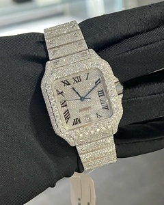 Montre en moissanite de luxe de haute qualité, montre personnalisée sertie de diamants, pour cadeau, vente en gros d'usine, style hip-hop, montres mécaniques serties de diamants - Product Image 1